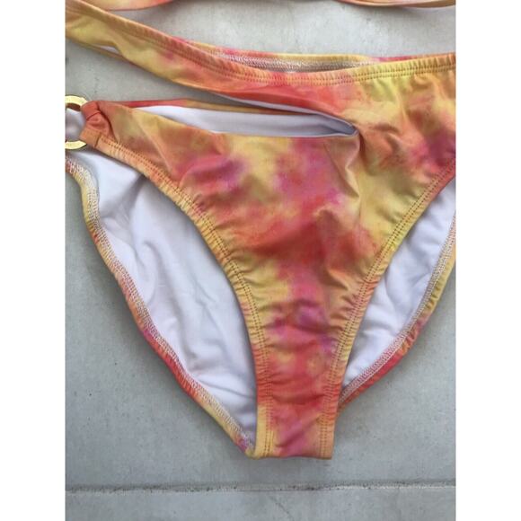 Yandy Swim Bikini Set Sunset Daydream Tie Dye High Waist Cut Out Swimwear - Picture 7 of 11